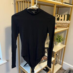 Forever 21 Black Long Mockneck Bodysuit